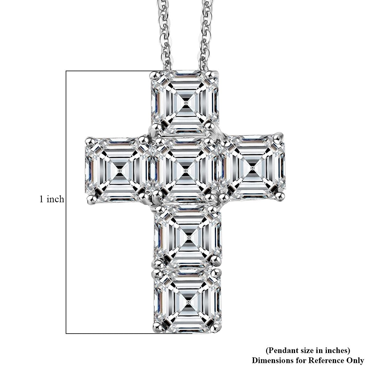 Doorbuster D'Joy Asscher Cut Moissanite 7.00 ctw Faithlight Pendant Necklace in Rhodium Over Sterling Silver 20 Inches image number 6
