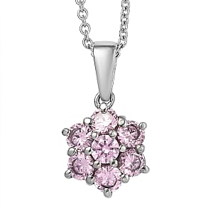 EverTrue Simulated Pink Diamond Pendant Necklace in Stainless Steel 20 Inches 