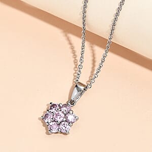 EverTrue Simulated Pink Diamond Pendant Necklace in Stainless Steel 20 Inches 
