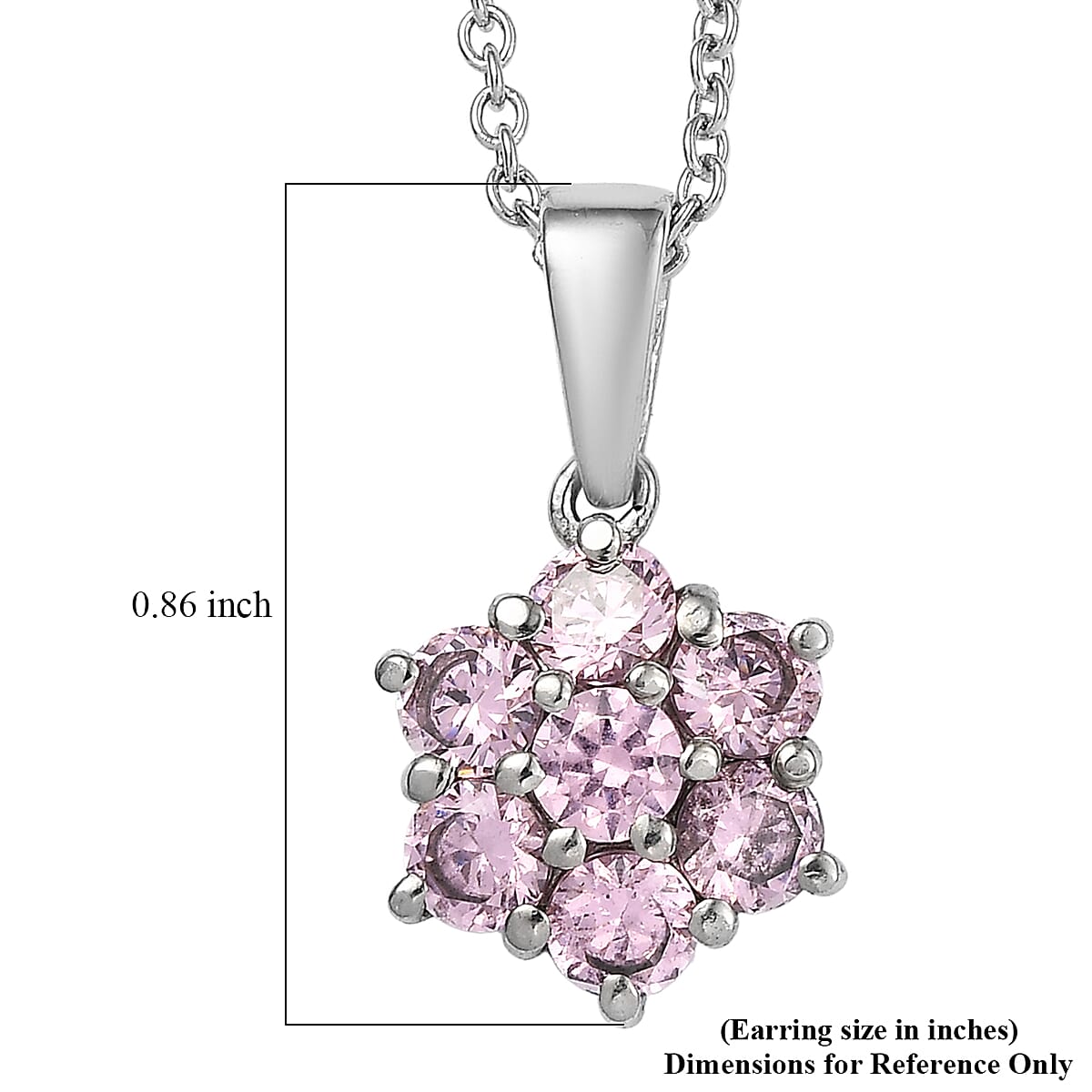 EverTrue Simulated Pink Diamond Pendant Necklace in Stainless Steel 20 Inches