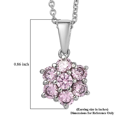 EverTrue Simulated Pink Diamond Pendant Necklace in Stainless Steel 20 Inches