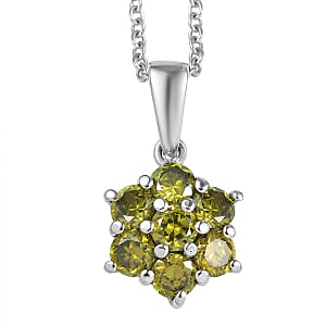 EverTrue Simulated Olive Green Diamond 3.25 ctw Pendant Necklace in Stainless Steel 20 Inches 