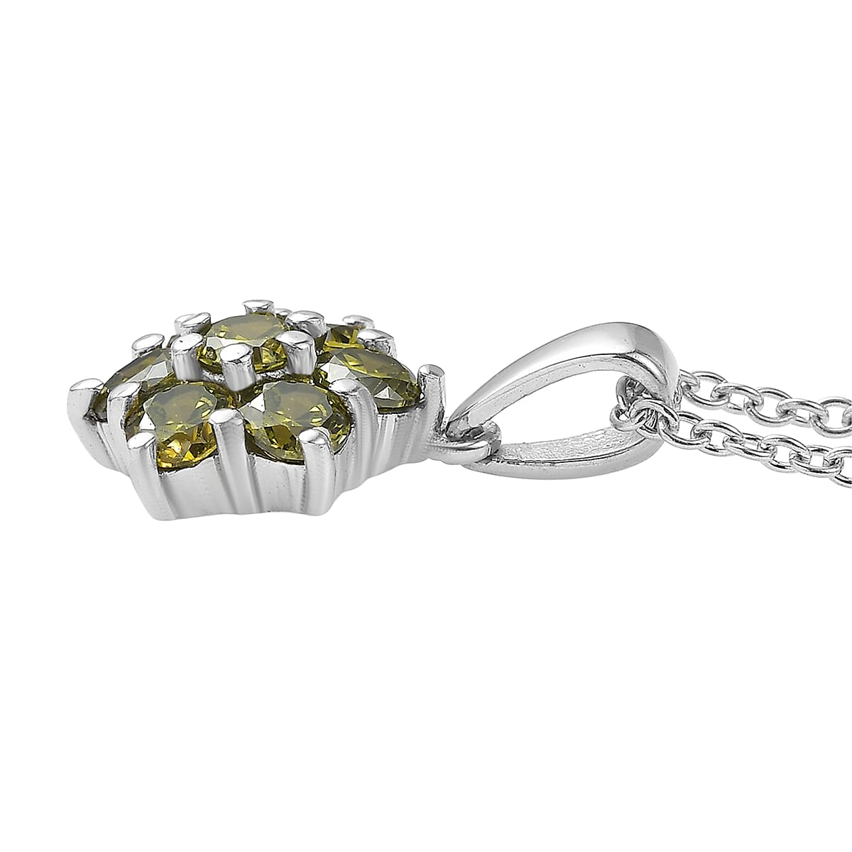 EverTrue Simulated Olive Green Diamond 3.25 ctw Pendant Necklace in Stainless Steel 20 Inches