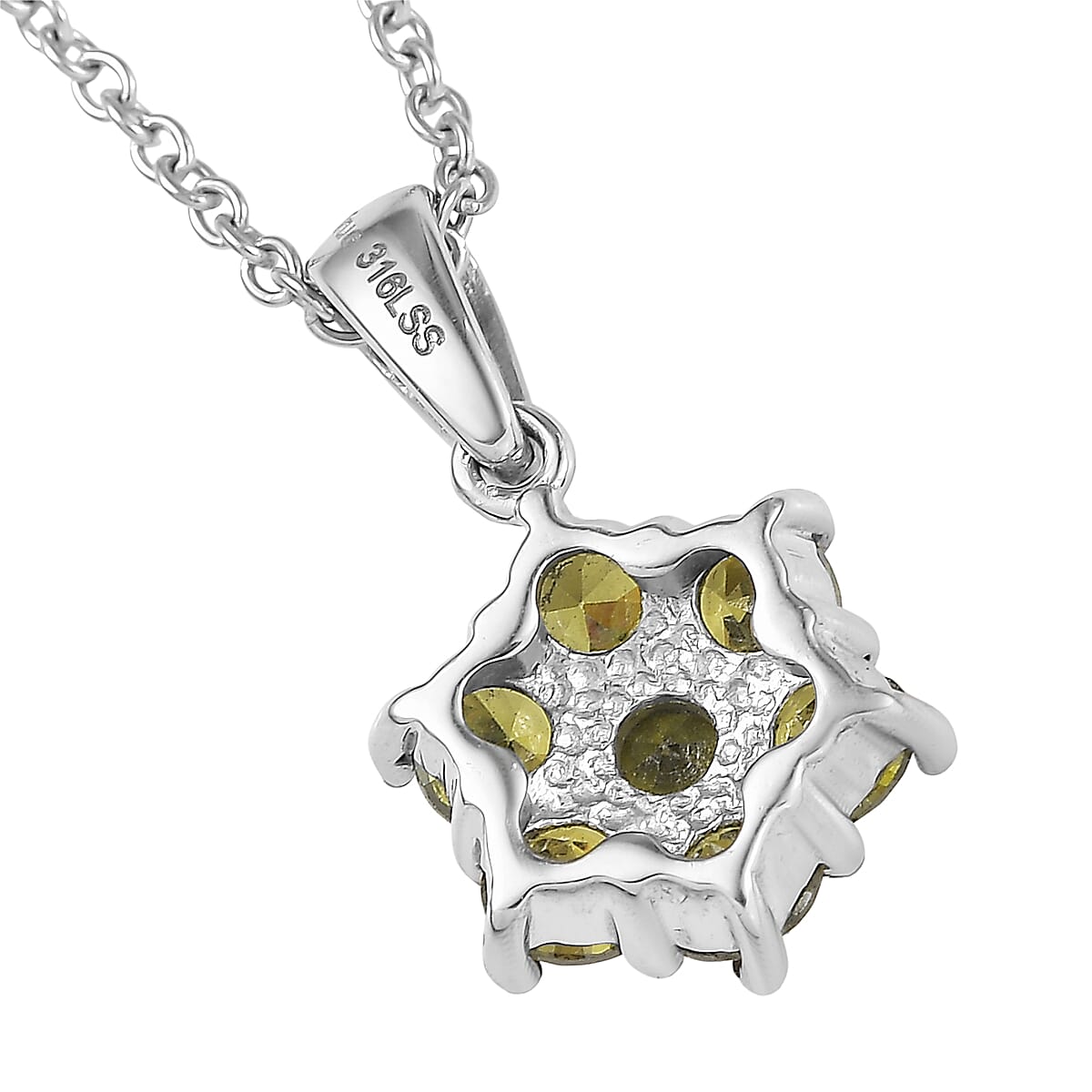 EverTrue Simulated Olive Green Diamond 3.25 ctw Pendant Necklace in Stainless Steel 20 Inches  image number 4