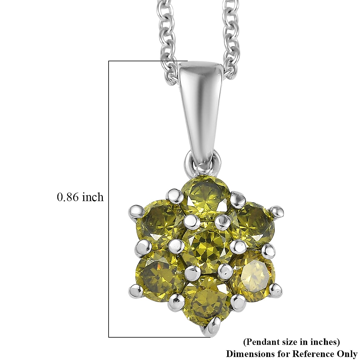 EverTrue Simulated Olive Green Diamond 3.25 ctw Pendant Necklace in Stainless Steel 20 Inches  image number 5