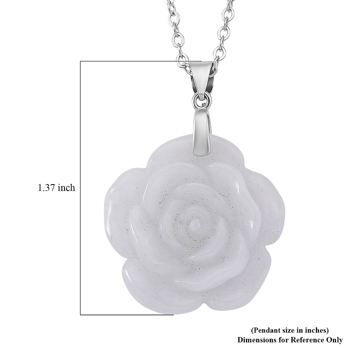 Natural Jade 25.00 ctw Carved Flower Pendant Necklace in Rhodium Over Sterling Silver (20 Inches) image number 6