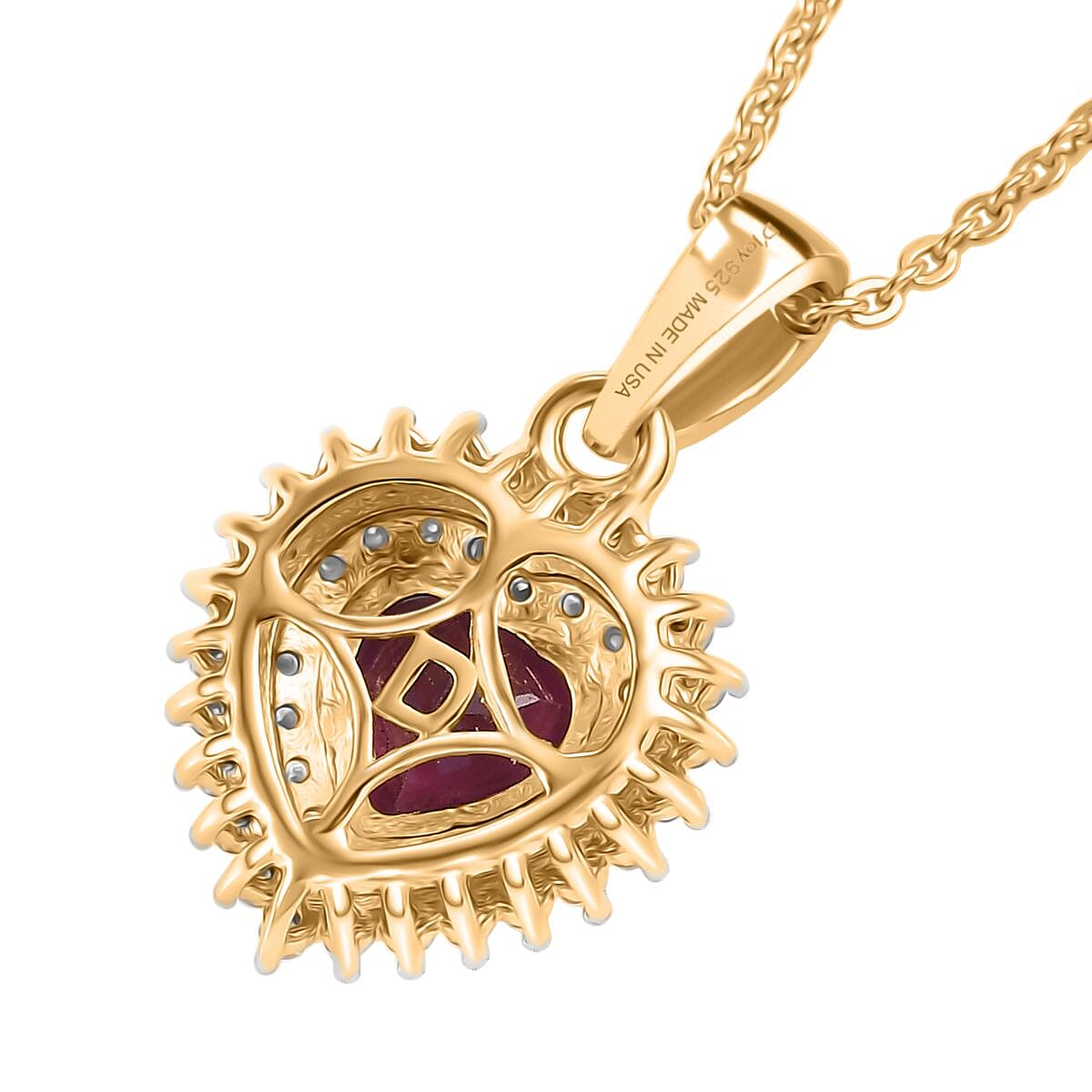 D'Joy AAA Radiant Ember Garnet and  Moissanite 1.10 ctw Pendant Necklace in 18K Vermeil Yellow Gold Over Sterling Silver 20 Inches image number 4