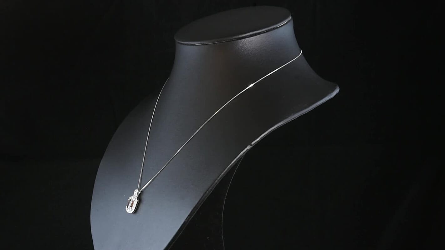D'Joy Premium Red Zircon and Moissanite 2.70 ctw Scarlet Flame Pendant Necklace in Rhodium Over Sterling Silver 20 Inches
