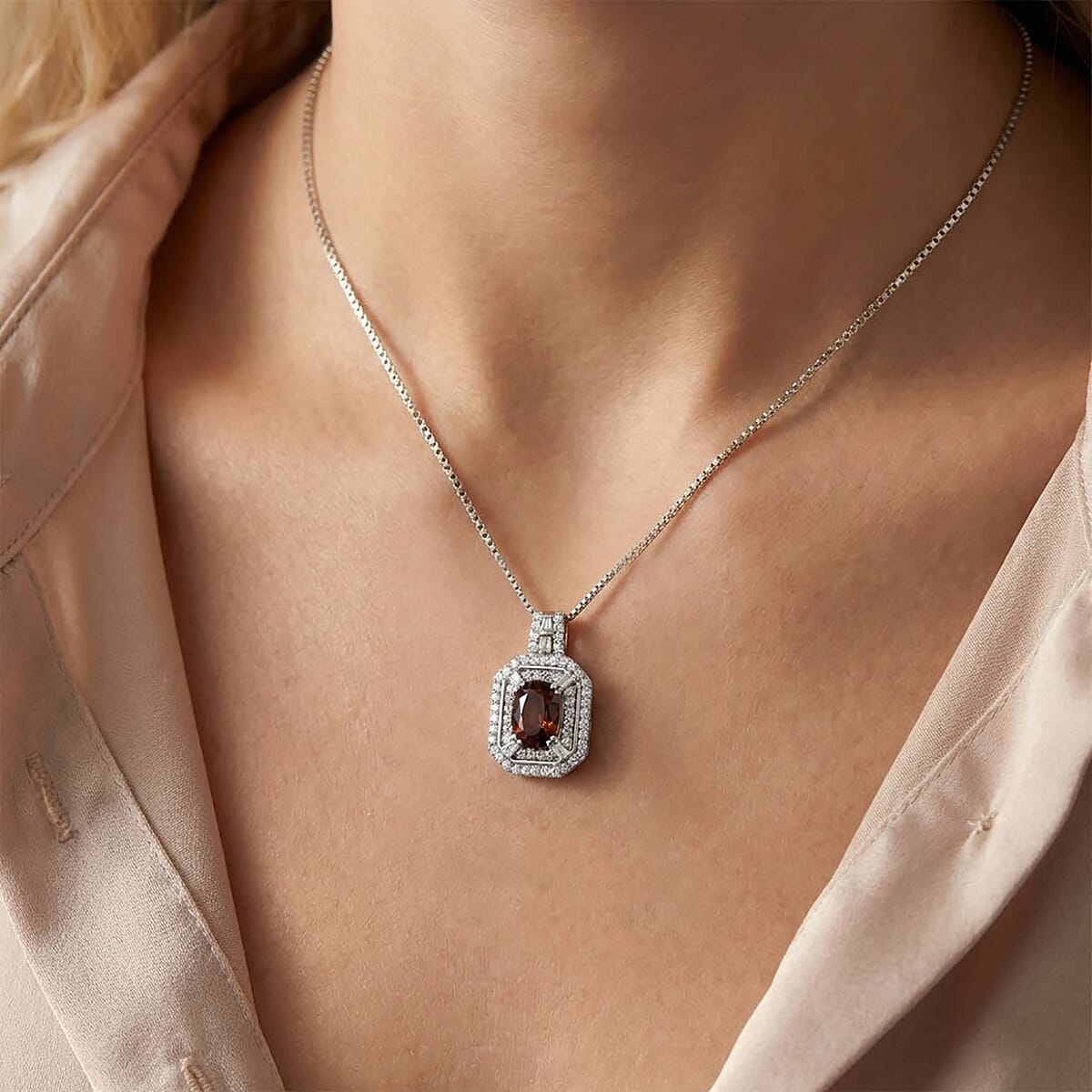 D'Joy Premium Red Zircon and Moissanite 2.70 ctw Scarlet Flame Pendant Necklace in Rhodium Over Sterling Silver 20 Inches (Del. in 7-10 Days) image number 2