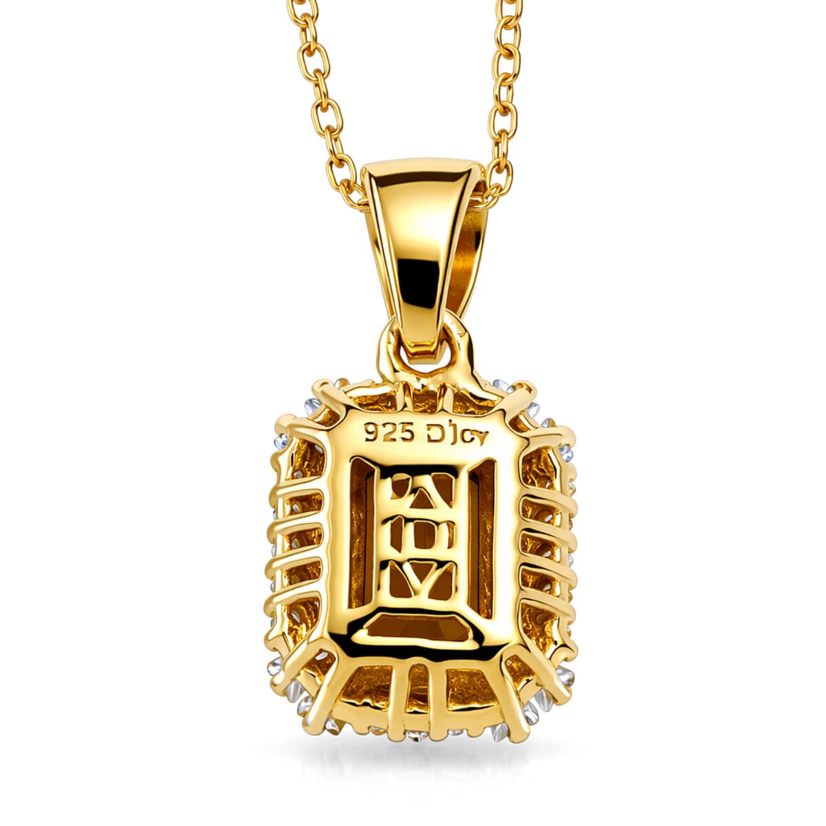 D'Joy Premium Red Zircon and White Zircon 2.30 ctw Pendant Necklace in 18K Vermeil Yellow Gold Over Sterling Silver 20 Inches image number 4