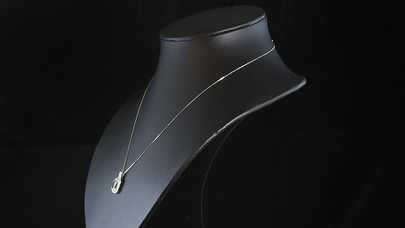 D'Joy Premium Red Zircon, Chocolate Zircon and White Zircon 3.00 ctw Flame Crest Pendant Necklace in Rhodium Over Sterling Silver 20 Inches