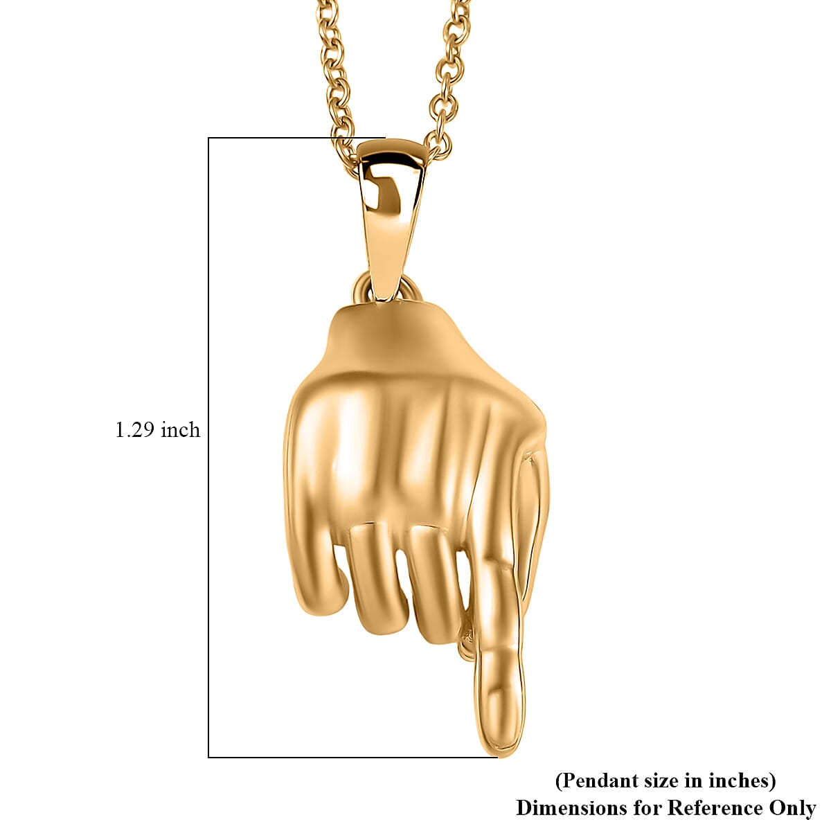 EverTrue Bronzella Collection Symbolic Pointing Hand Pendant in 18K YG Plated Bronze with ION Plated YG Stainless Steel Necklace 20 Inches image number 5