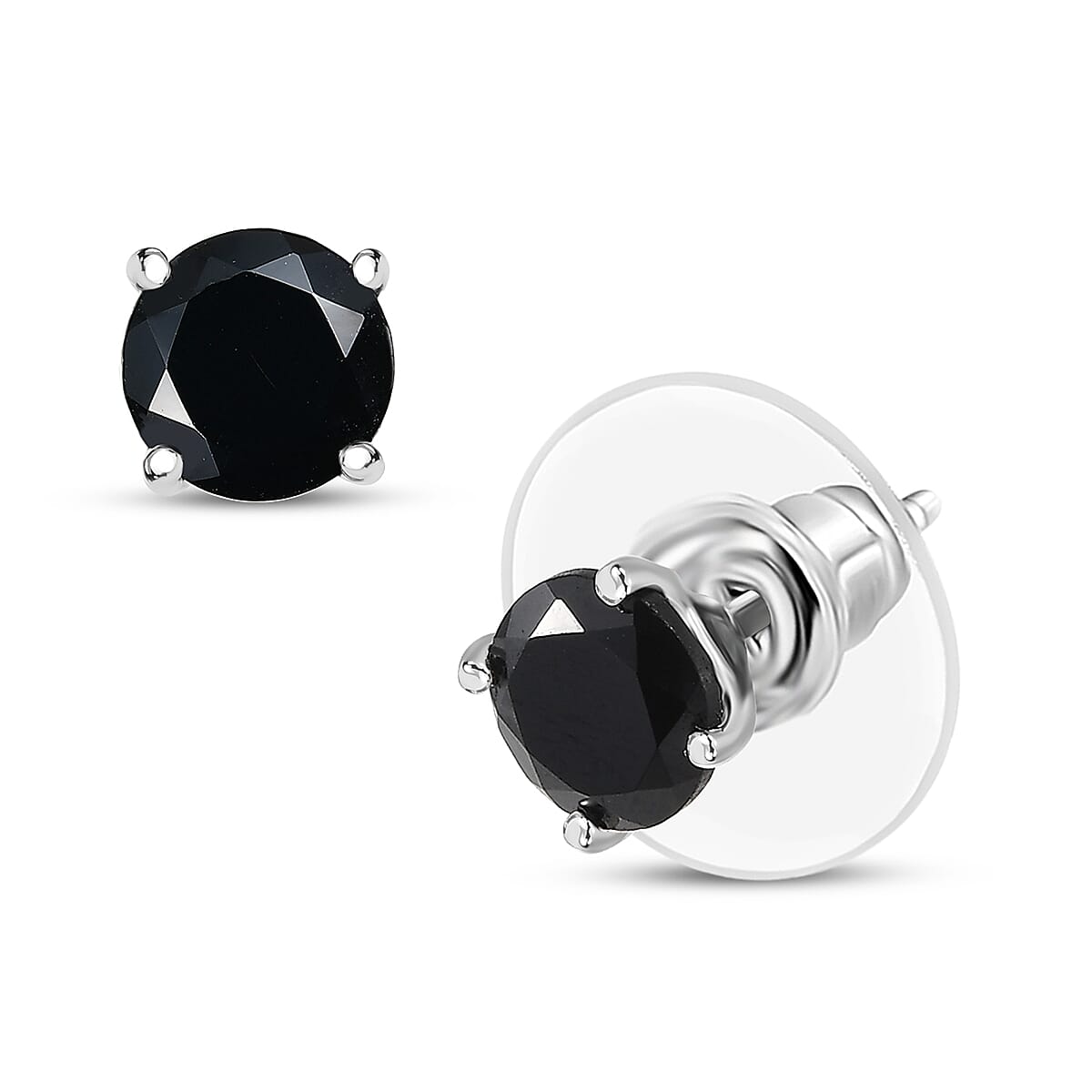 EverTrue Thai Black Spinel 41.90 ctw Panther Head Bracelet (6.50In) and Solitaire Stud Earrings in Platinum Bond image number 5