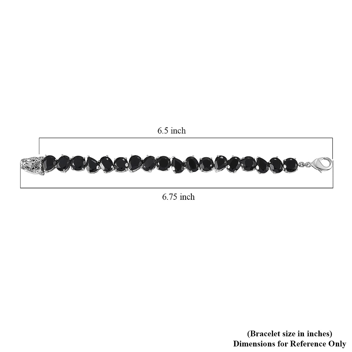 EverTrue Thai Black Spinel 41.90 ctw Panther Head Bracelet (6.50In) and Solitaire Stud Earrings in Platinum Bond image number 7