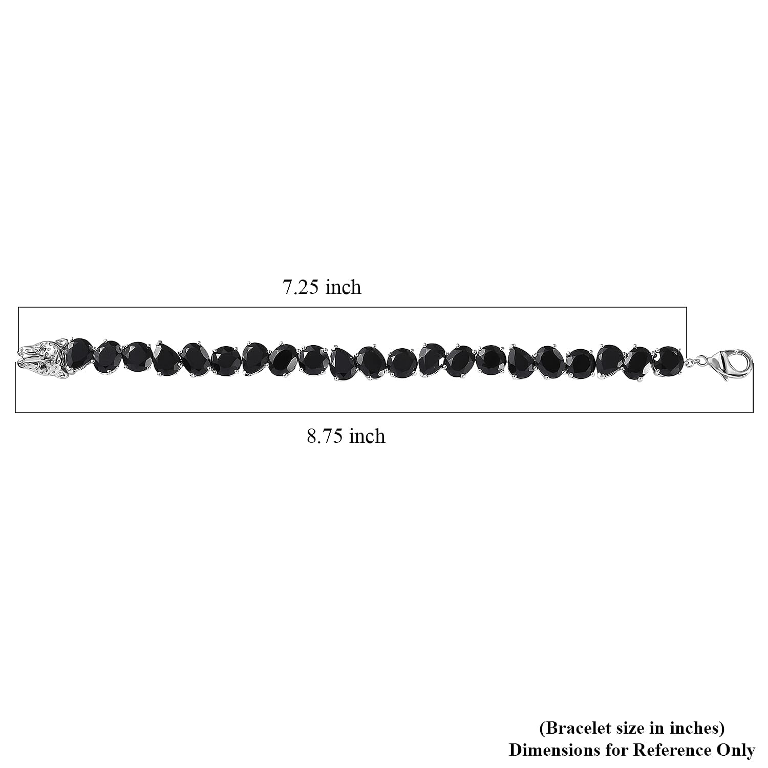EverTrue 2 Piece Set Thai Black Spinel 48.50 ctw Panther Bracelet (7.25In) and Stud Earrings Platinum Bond