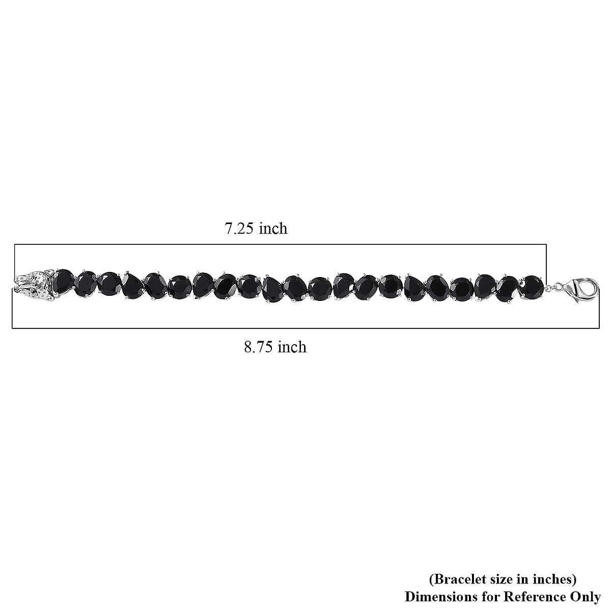 Doorbuster EverTrue 2 Piece Set Thai Black Spinel 48.50 ctw Panther Bracelet (7.25In) and Stud Earrings Platinum Bond image number 5