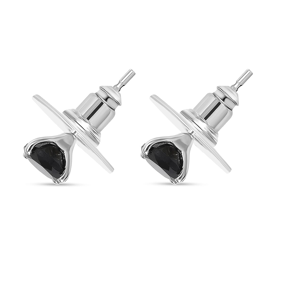 EverTrue 2 Piece Set Thai Black Spinel 48.50 ctw Panther Bracelet (7.25In) and Stud Earrings Platinum Bond