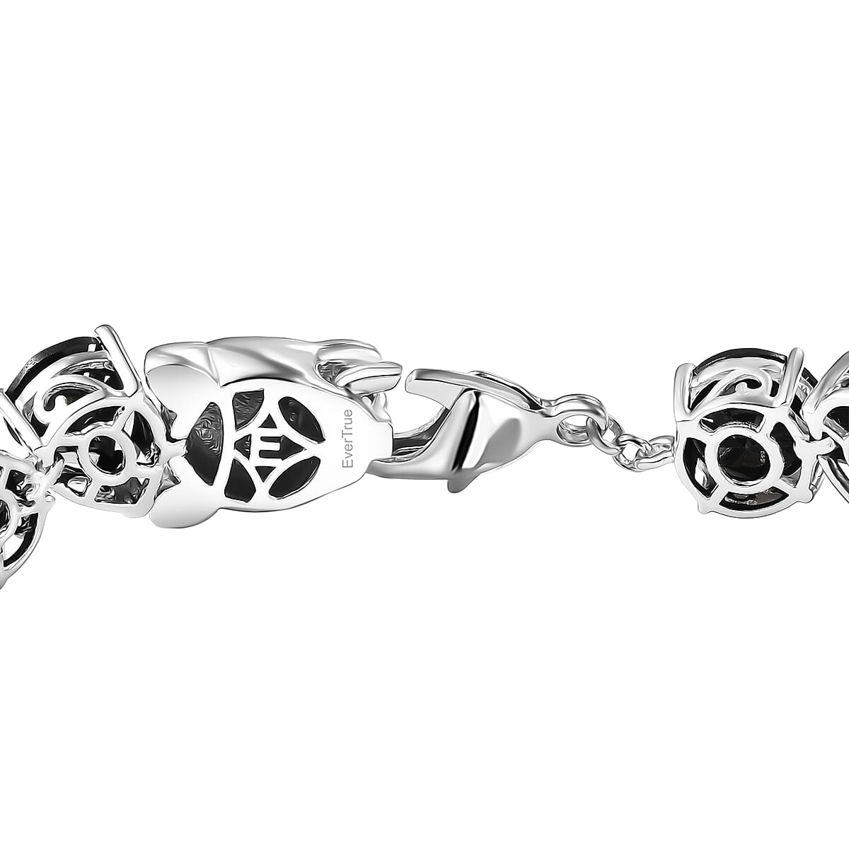 EverTrue 2 Piece Set Thai Black Spinel 59.50 ctw Panther Bracelet (8.0In) and Stud Earrings in Platinum Bond image number 3