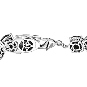 EverTrue 2 Piece Set Thai Black Spinel 59.50 ctw Panther Bracelet (8.0In) and Stud Earrings in Platinum Bond