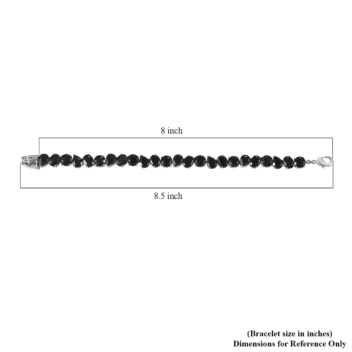 EverTrue 2 Piece Set Thai Black Spinel 59.50 ctw Panther Bracelet (8.0In) and Stud Earrings in Platinum Bond image number 7