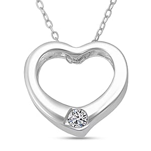 Doorbuster Luxuriant Lab Grown Diamond G-H SI 0.10 ctw Heart Pendant Necklace in Rhodium Over Sterling Silver 20 Inches
