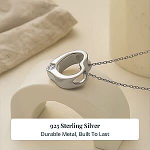 Doorbuster Luxuriant Lab Grown Diamond G-H SI 0.10 ctw Heart Pendant Necklace in Rhodium Over Sterling Silver 20 Inches