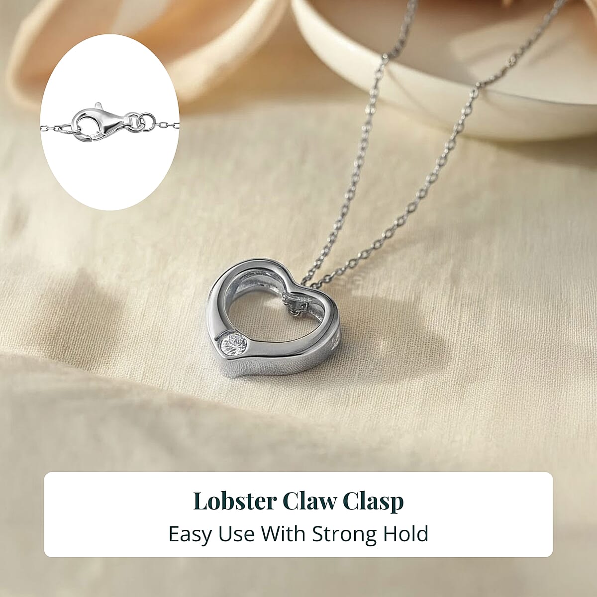 Doorbuster Luxuriant Lab Grown Diamond G-H SI 0.10 ctw Heart Pendant Necklace in Rhodium Over Sterling Silver 20 Inches image number 5