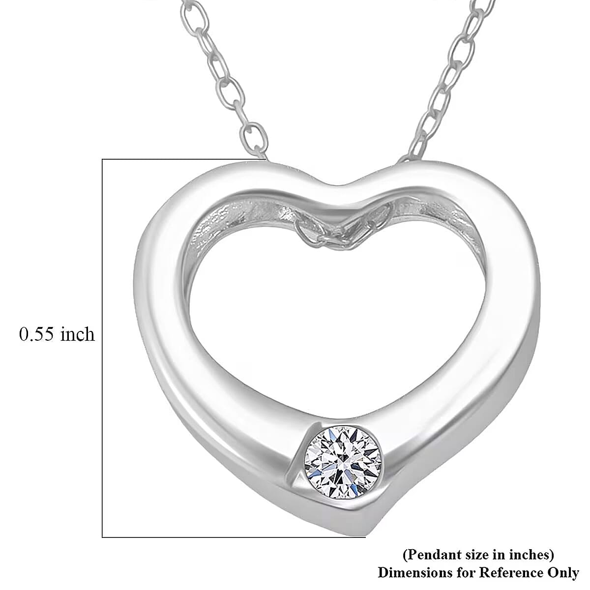 Doorbuster Luxuriant Lab Grown Diamond G-H SI 0.10 ctw Heart Pendant Necklace in Rhodium Over Sterling Silver 20 Inches image number 6