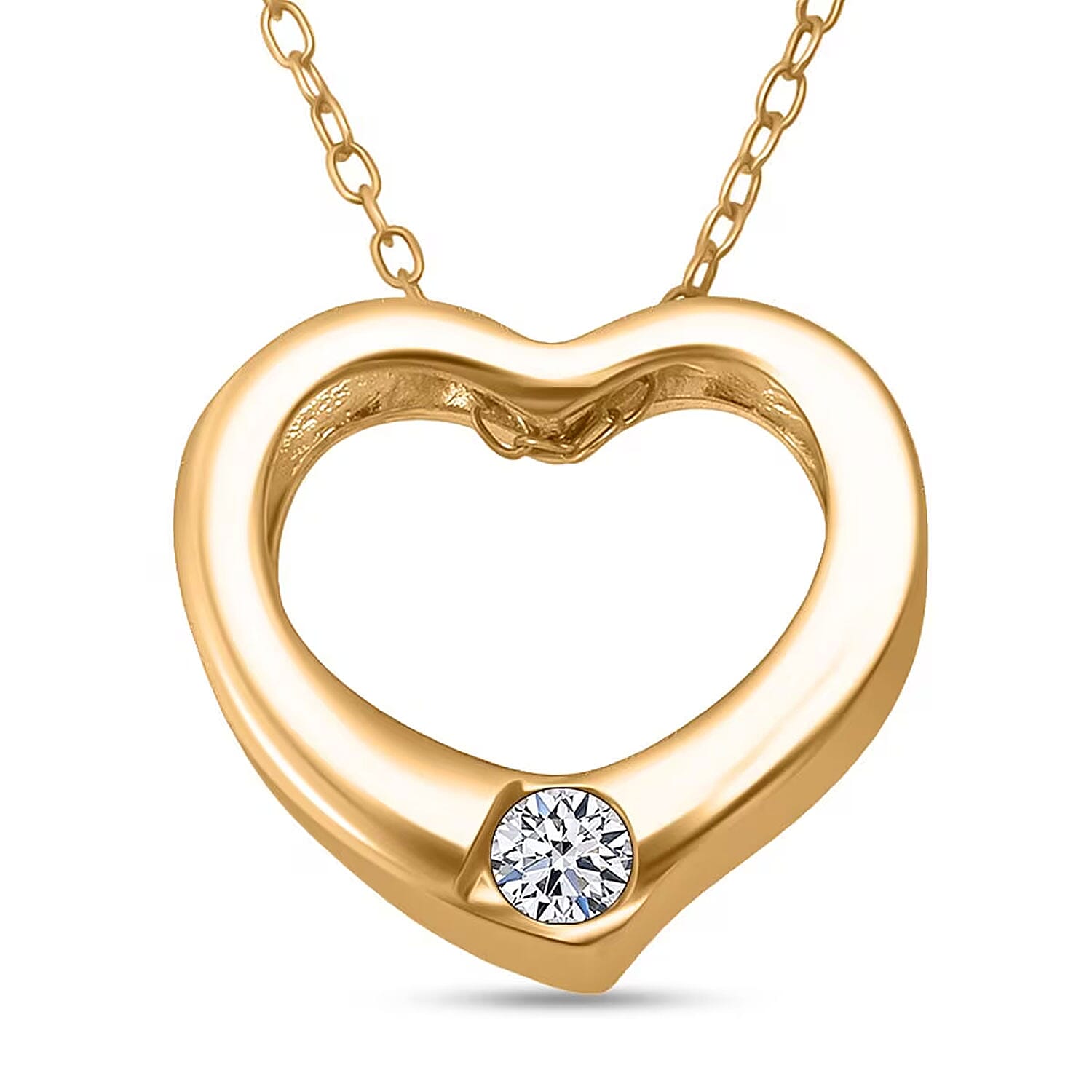  Luxuriant Lab Grown Diamond G-H SI 0.10 ctw Heart Pendant Necklace in 18K Vermeil Yellow Gold Over Sterling Silver 20 Inches