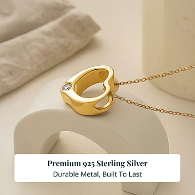  Luxuriant Lab Grown Diamond G-H SI 0.10 ctw Heart Pendant Necklace in 18K Vermeil Yellow Gold Over Sterling Silver 20 Inches