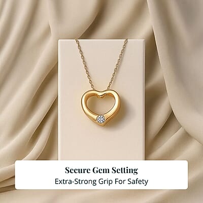  Luxuriant Lab Grown Diamond G-H SI 0.10 ctw Heart Pendant Necklace in 18K Vermeil Yellow Gold Over Sterling Silver 20 Inches