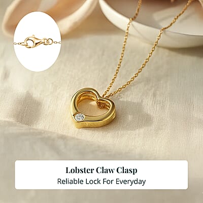  Luxuriant Lab Grown Diamond G-H SI 0.10 ctw Heart Pendant Necklace in 18K Vermeil Yellow Gold Over Sterling Silver 20 Inches