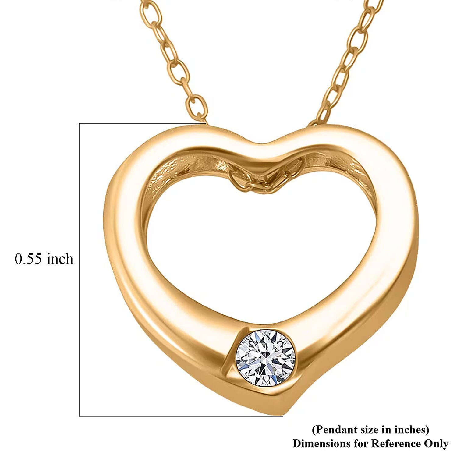 Luxuriant Lab Grown Diamond G-H SI 0.10 ctw Heart Pendant Necklace in 18K Vermeil Yellow Gold Over Sterling Silver 20 Inches