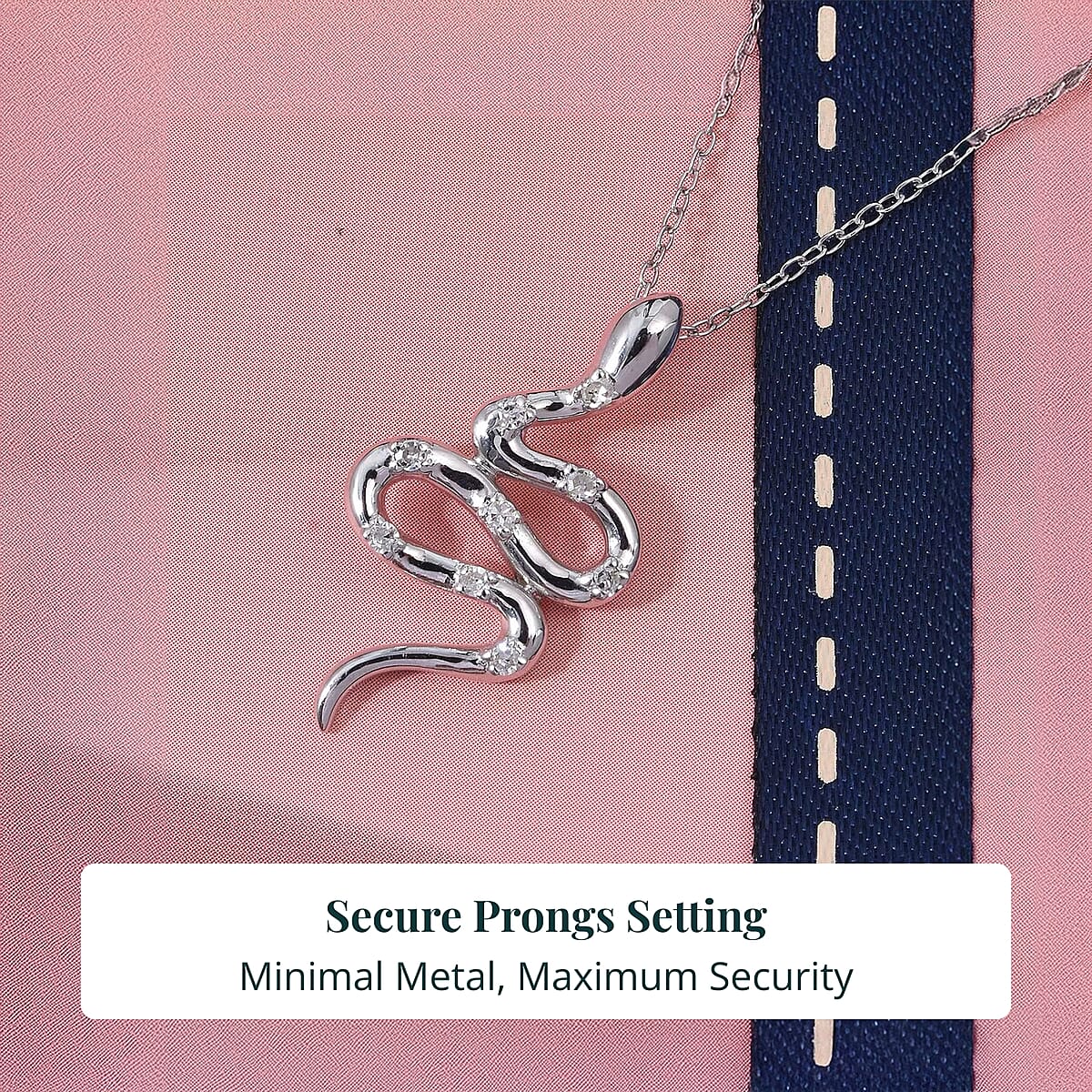 Doorbuster Luxuriant Lab Grown Diamond G-H SI 0.10 ctw Serpent Pendant Necklace in Rhodium Over Sterling Silver 20 Inches image number 4