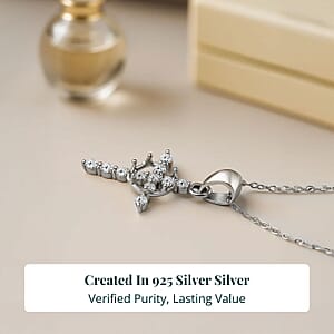 Doorbuster Luxuriant Lab Grown Diamond G-H SI 0.50 ctw Divine Cross Crown Pendant Necklace in Rhodium Over Sterling Silver 20 Inches
