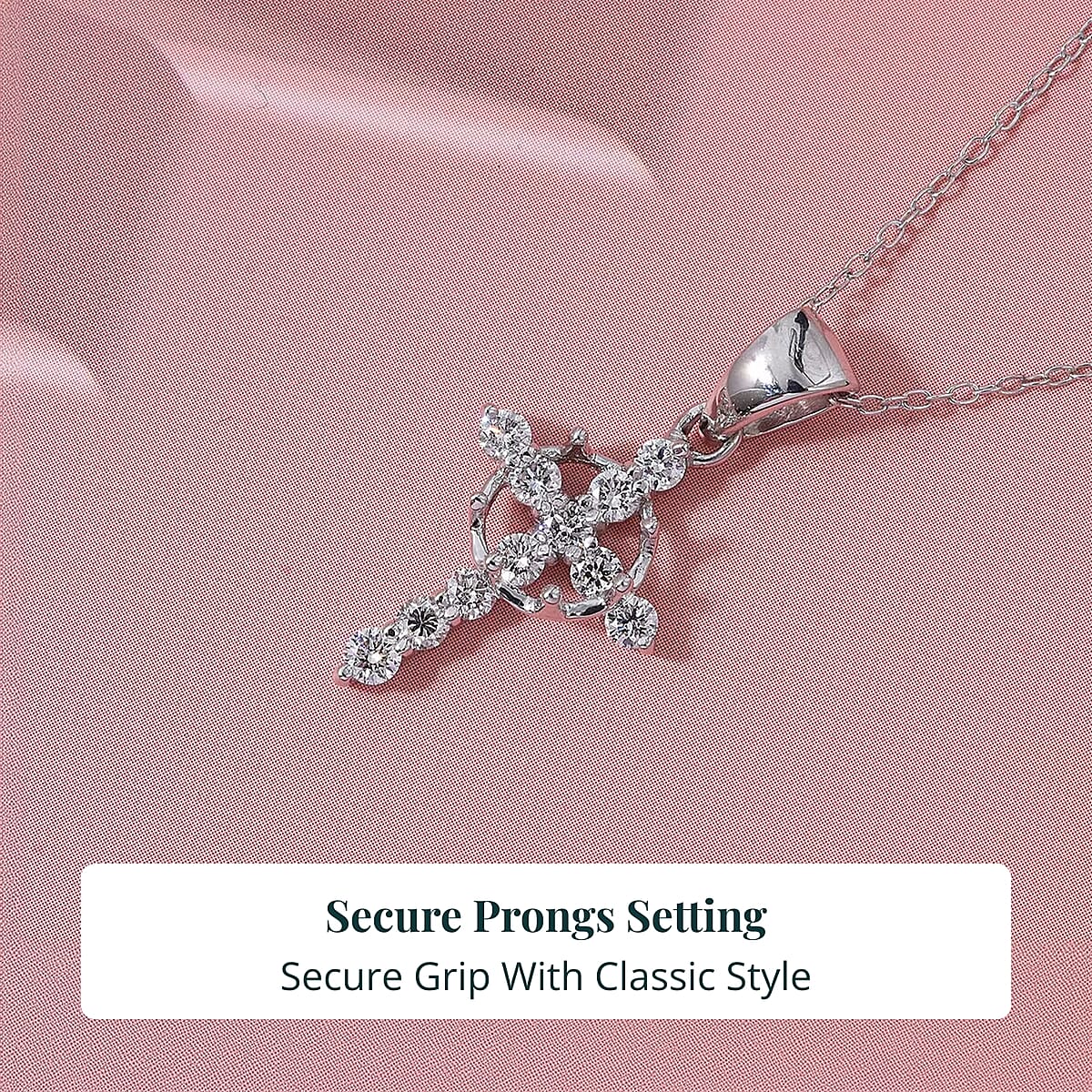 Doorbuster Luxuriant Lab Grown Diamond G-H SI 0.50 ctw Divine Cross Crown Pendant Necklace in Rhodium Over Sterling Silver 20 Inches image number 4