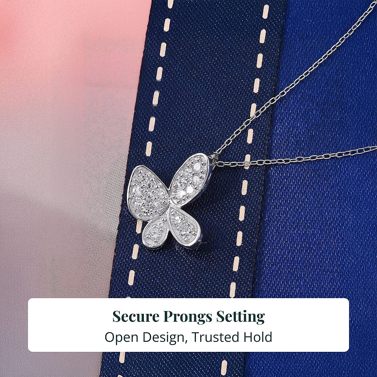 Doorbuster Luxuriant Lab Grown Diamond G-H SI 0.40 ctw Butterfly Pendant Necklace in Rhodium Over Sterling Silver 20 Inches image number 4