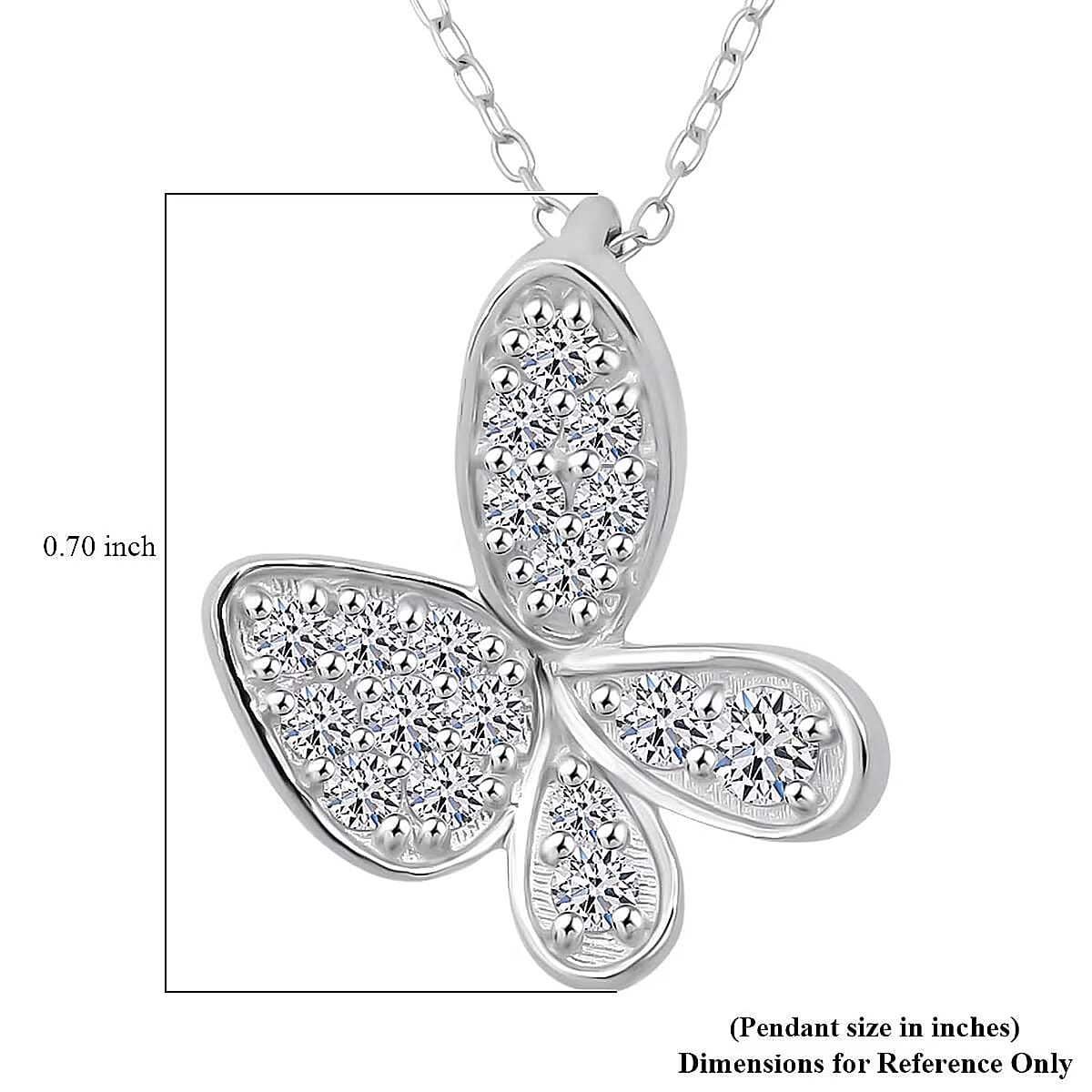 Doorbuster Luxuriant Lab Grown Diamond G-H SI 0.40 ctw Butterfly Pendant Necklace in Rhodium Over Sterling Silver 20 Inches image number 6