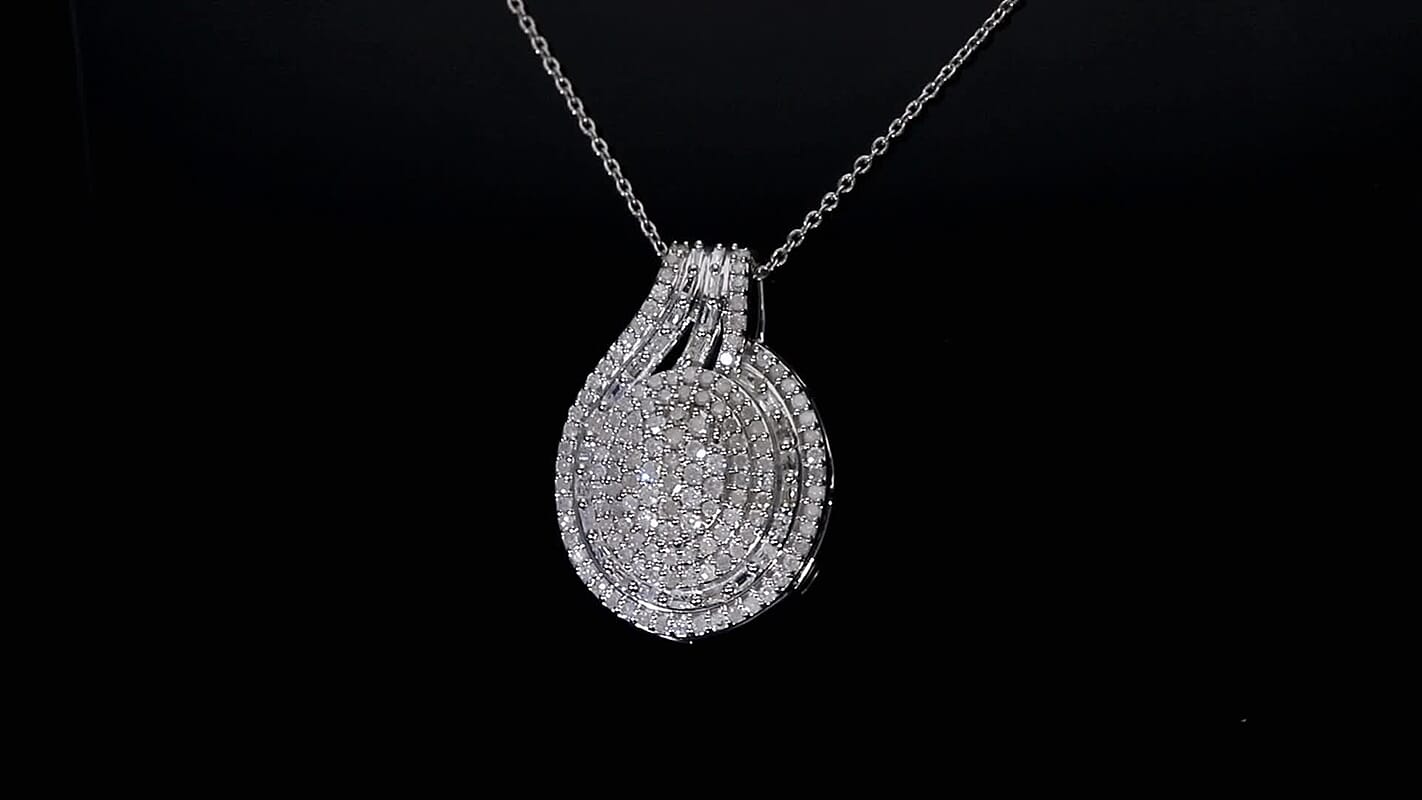 D'Joy Diamond Pendant Necklace (20 Inches) in Rhodium Over Sterling Silver 1.00 ctw