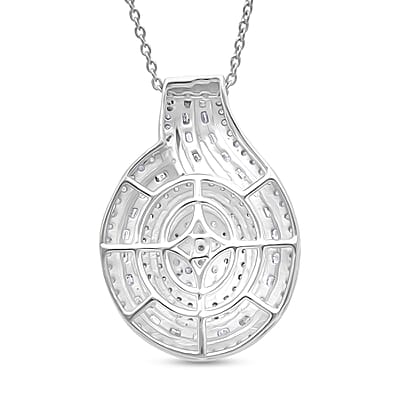 D'Joy Diamond Cocktail Pendant Necklace in Rhodium Over Sterling Silver 1.00 ctw (20 Inches)