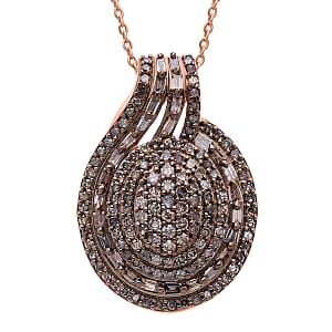 Doorbuster D'Joy Natural Champagne Diamond 1.00 ctw Cocktail Pendant Necklace in 18K Vermeil Rose Gold Over Sterling Silver 20 Inches