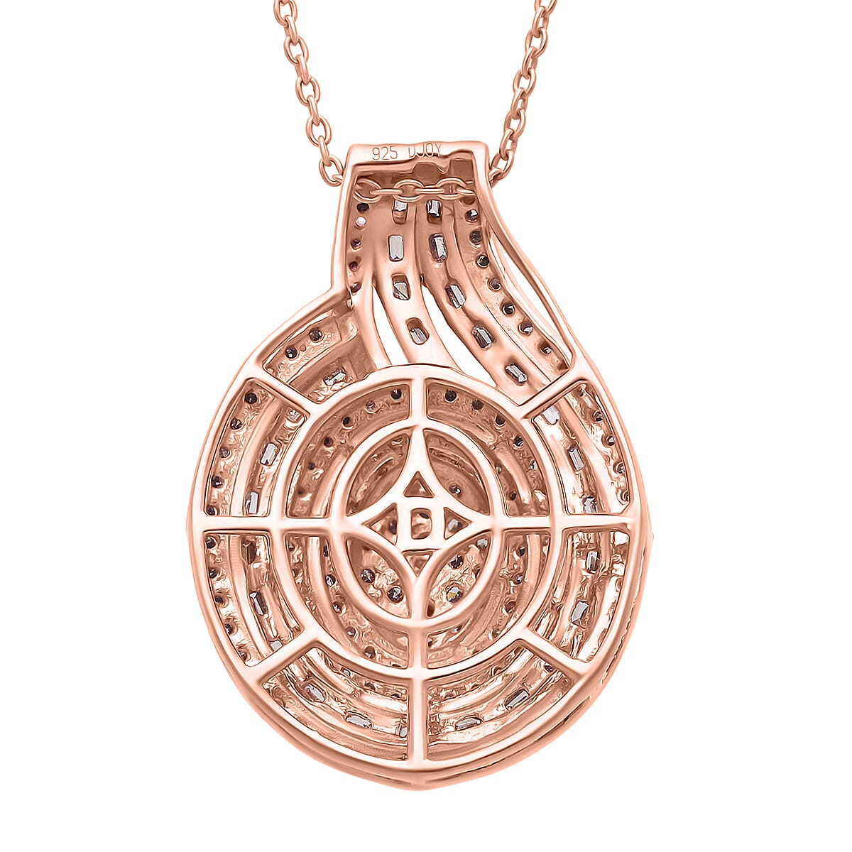 Doorbuster D'Joy Natural Champagne Diamond 1.00 ctw Cocktail Pendant Necklace in 18K Vermeil Rose Gold Over Sterling Silver 20 Inches image number 4