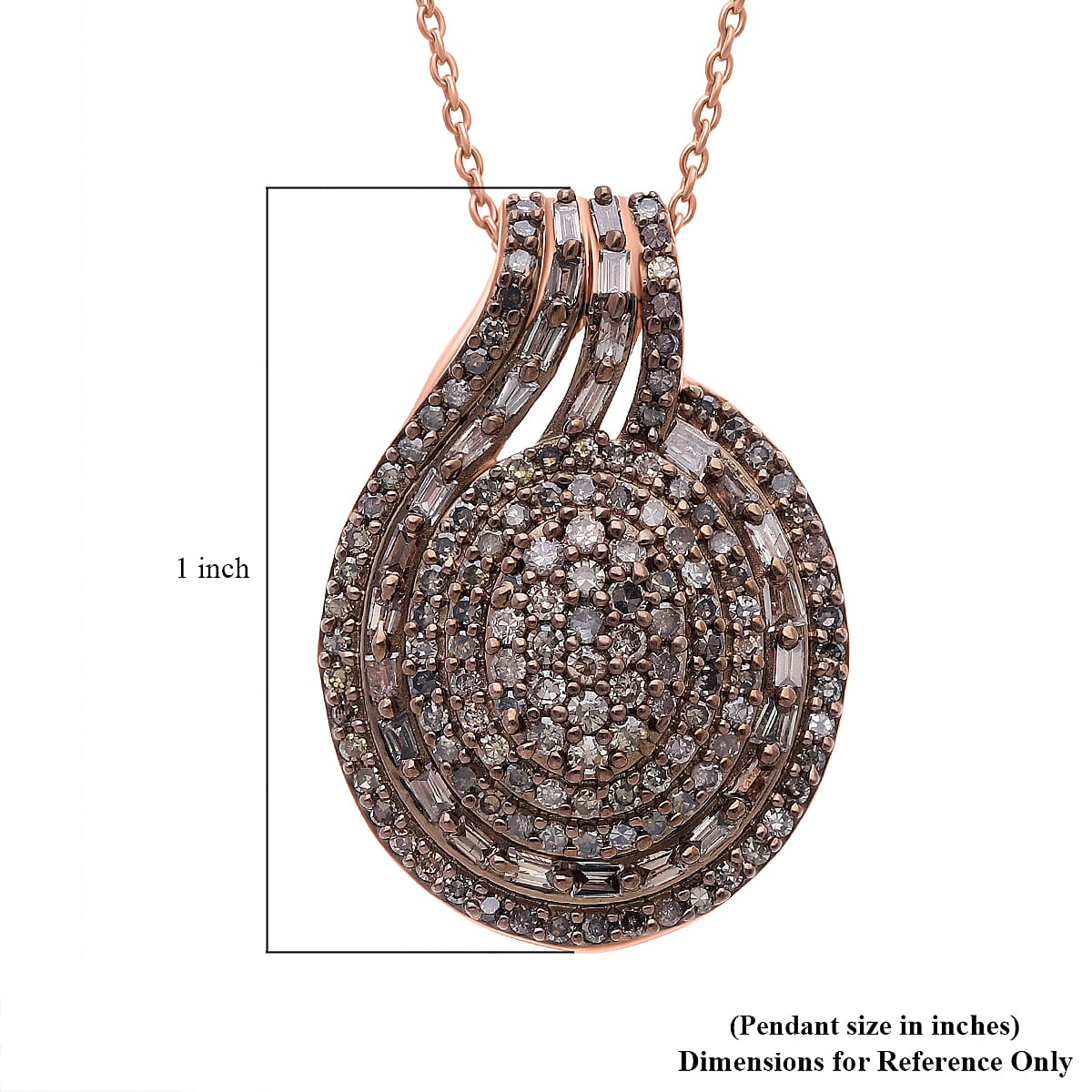 D'Joy Natural Champagne Diamond Cocktail Pendant Necklace in 18K Vermeil RG Over Sterling Silver 1.00 ctw (20 Inches)
