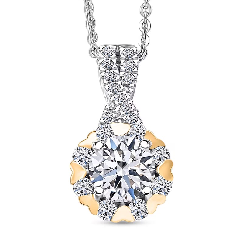Luxuriant Lab Grown Diamond G-H SI 1.00 ctw Infinity Pendant Necklace in 18K Vermeil YG and Rhodium Over Sterling Silver 20 Inches