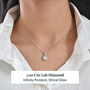 Luxuriant Lab Grown Diamond Infinity Pendant Necklace in Rhodium Over Sterling Silver 1.00 ctw (20 Inches)