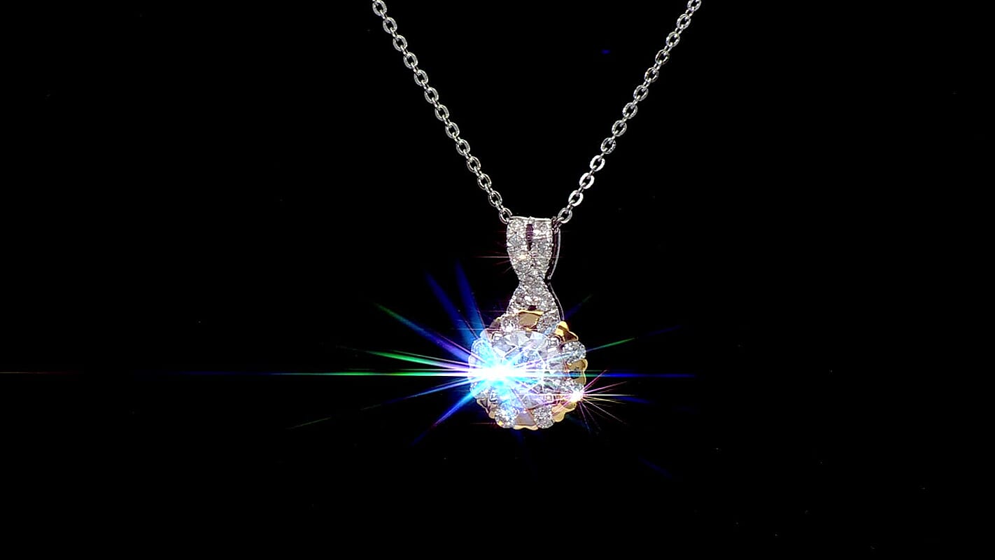 Luxuriant Lab Grown Diamond G-H SI 1.00 ctw Infinity Pendant Necklace in 18K Vermeil YG and Rhodium Over Sterling Silver 20 Inches