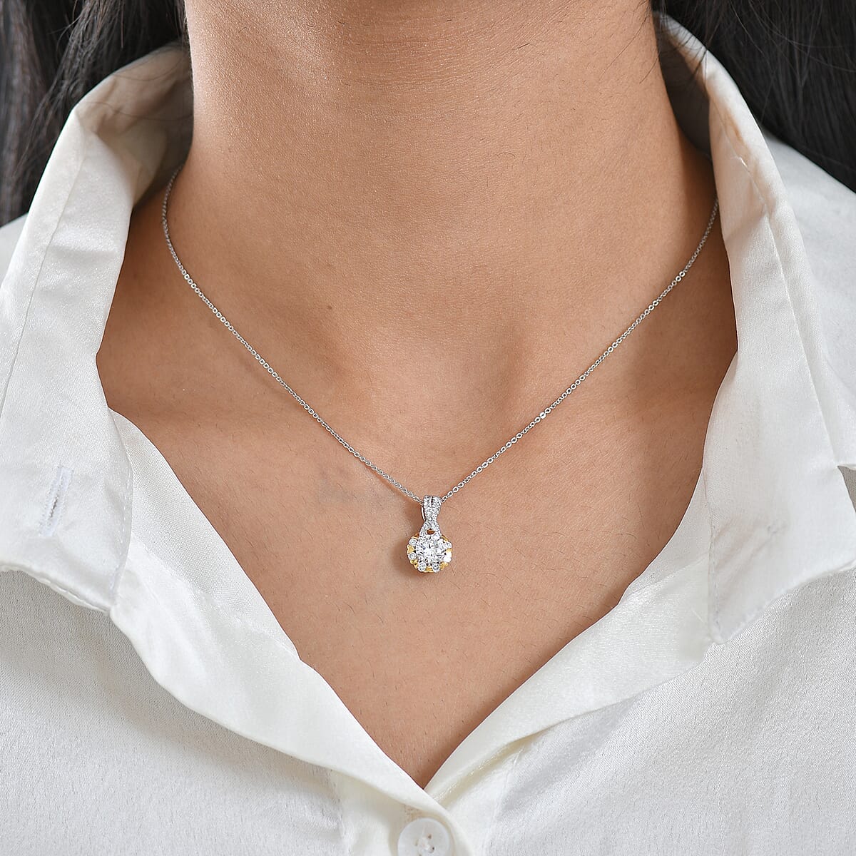 Luxuriant Lab Grown Diamond G-H SI 1.00 ctw Pendant Necklace in Rhodium Over Sterling Silver 20 Inches image number 2