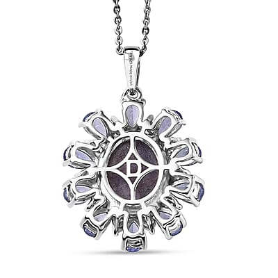 D'Joy Premium Indian Star Ruby and Multi Gemstone 9.50 ctw Celestial Starburst Pendant Necklace in Rhodium Over Sterling Silver 20 Inches