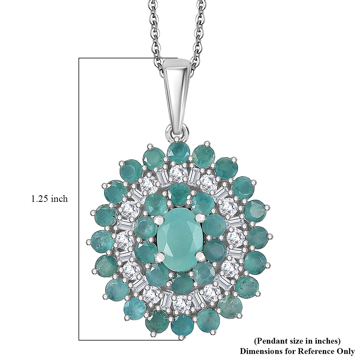 D'Joy Premium Grandidierite and Moissanite 3.90 ctw Celestial Bloom Pendant Necklace in Rhodium Over Sterling Silver 20 Inches image number 6