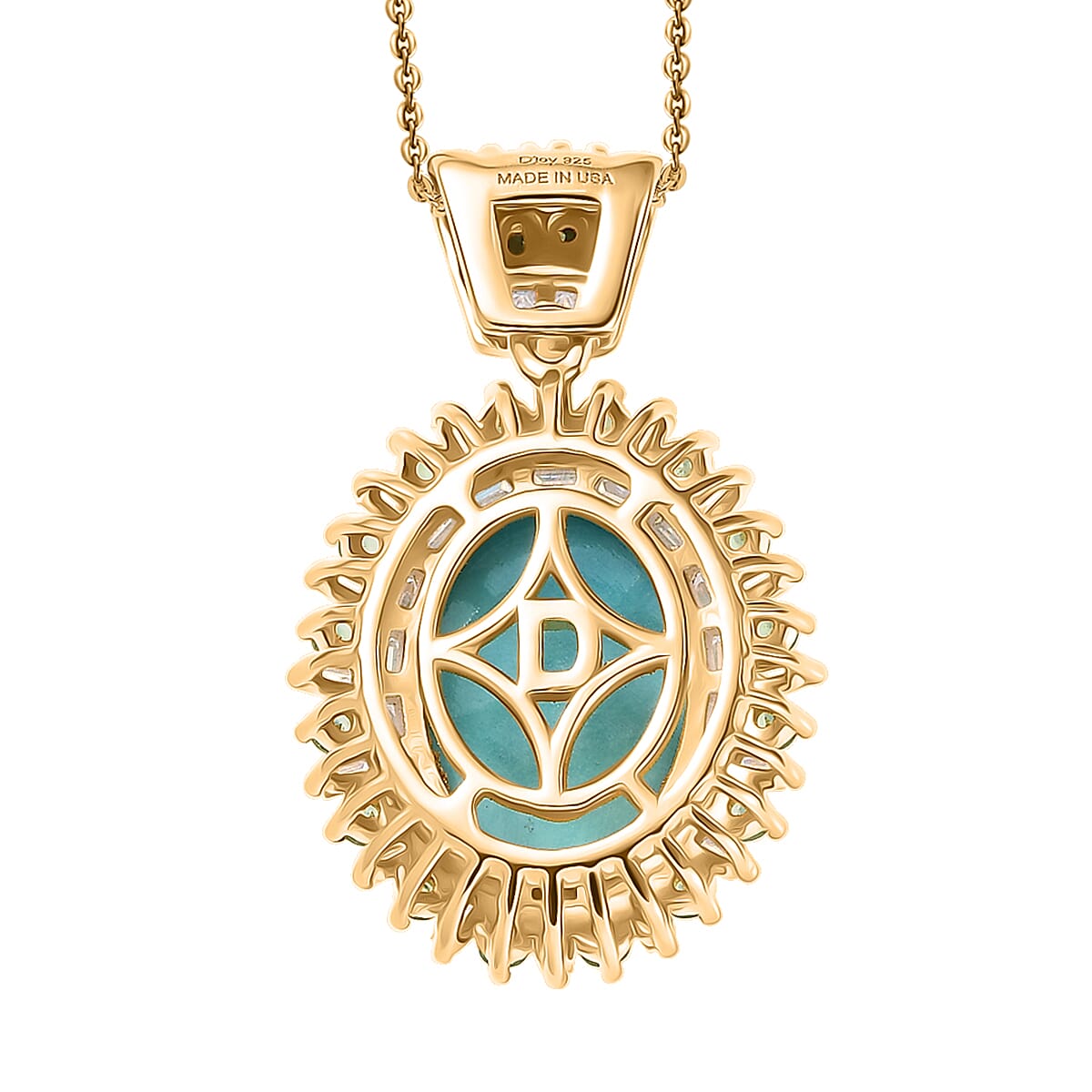 D'Joy Sleeping Beauty Turquoise and Multi Gemstone 6.50 ctw Pendant Necklace in 18K Vermeil Yellow Gold Over Sterling Silver 20 Inches image number 4